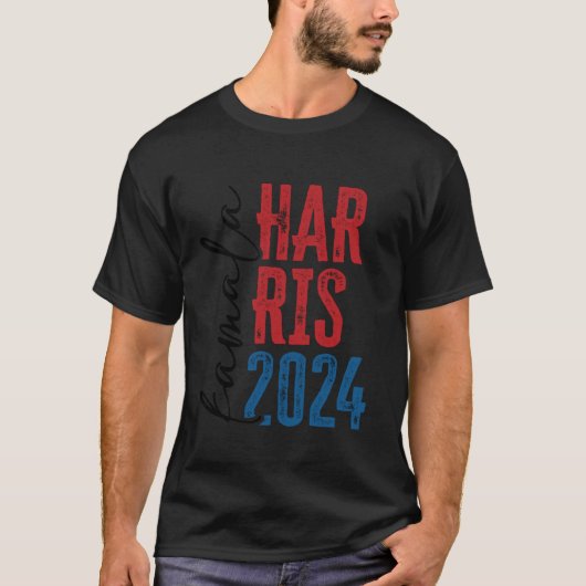 Kamala Harris Shirt 2024 Grunge Script Femi (Voorkant)