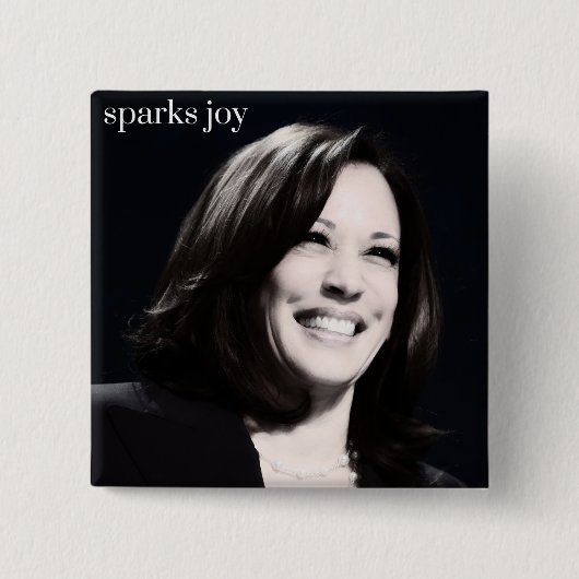 Kamala Harris Sparks Joy Vierkante Button 5,1 Cm (Voorkant)