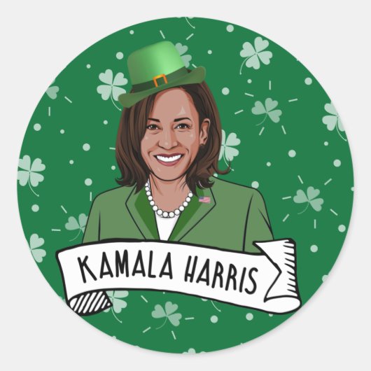 Kamala Harris St. Ronde Sticker (Voorkant)
