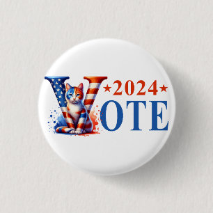 Kamala Harris Stem 2024 Cat Patriotic Ronde Button 3,2 Cm