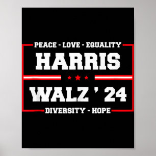 Kamala Harris Tim Walz 2024 Peace LGBT Harris Walz Poster