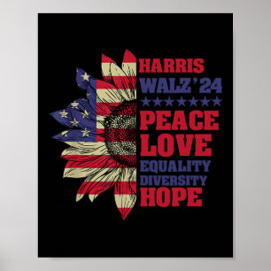 Kamala Harris Tim Walz 2024 Peace LGBT Harris Walz Poster
