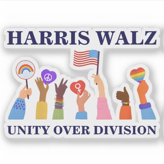 Kamala Harris Tim Walz Eenheid over Divisie Sticker (Voorkant)