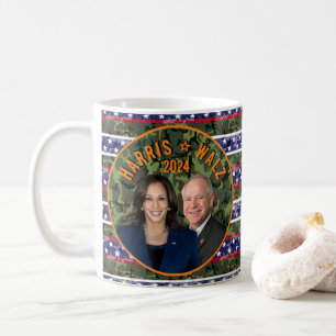 Kamala Harris Tim Walz President Vice Foto's Camo Koffiemok