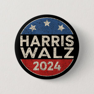 Kamala Harris Tim Walz Waltz 2024 Retro mannen vro Ronde Button 5,7 Cm