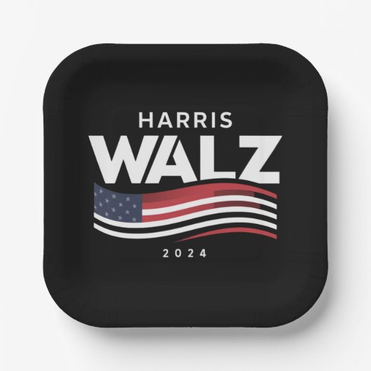 Kamala Harris Tim Walz Waltz Verkiezingen 2024 Papieren Bordje (Voorkant)