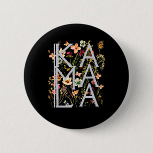 Kamala Harris Vintage Bloemen Vrouwelijk Eerste Vr Ronde Button 5,7 Cm
