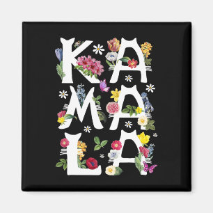 Kamala Harris Vintage Floral Cat Letters President Magneet