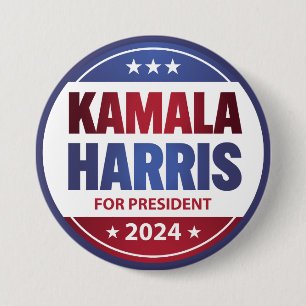 Kamala Harris voor President 2024 Blauw Ronde Button 7,6 Cm