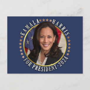 Kamala Harris voor President 2024 Democraat Foto Briefkaart