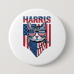 Kamala Harris voor President 2024 Funny Cat Ronde Button 7,6 Cm