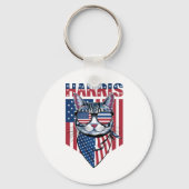 Kamala Harris voor President 2024 Funny Cat Sleutelhanger (Voorkant)