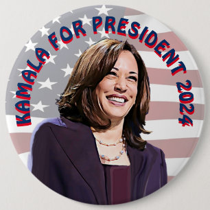 Kamala Harris voor President 2024 Jumbo-Sized Ronde Button 6,0 Cm