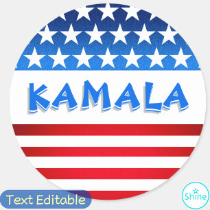 Kamala Harris voor President USA Flag Custom Text Ronde Sticker