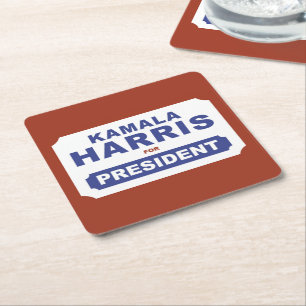 KAMALA HARRIS VOOR PRESIDENT! VIERKANTE KARTONNEN ONDERZETTER