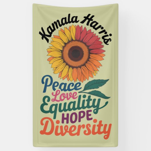 Kamala Harris Vrede Liefde Gelijkheid Hoop Diversi Spandoek (Verticaal)