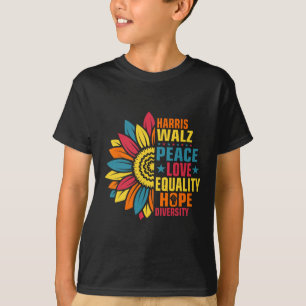 Kamala Harris Waltz Peace Love E Hope Diversity T-shirt