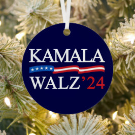 Kamala Harris Walz 2024 Duidelijk Blauw Metalen Ornament