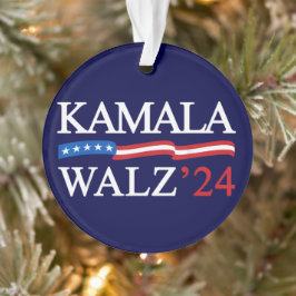 Kamala Harris Walz 2024 Duidelijk Blauw Ornament