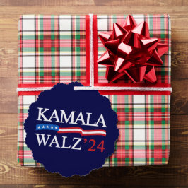 Kamala Harris Walz 2024 Duidelijk Blauw Ornament Kaart