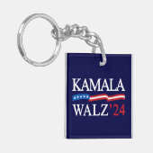 Kamala Harris Walz 2024 Duidelijk Blauw Sleutelhanger (Voorkant Links)