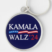 Kamala Harris Walz 2024 Duidelijk Blauw Sleutelhanger (Voorkant)