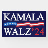 Kamala Harris Walz 2024 Duidelijk Blauw Spandoek (Horizontaal)
