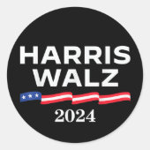 Kamala Harris Walz 2024 Ronde Sticker (Voorkant)