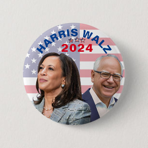 Kamala Harris Walz Foto - President Vice Foto's Ronde Button 5,7 Cm