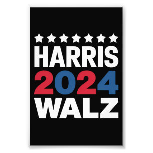 Kamala Harris Walz voor President Vice-President Foto Afdruk