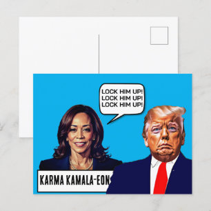 Kamala Harris zegt Trump op slot te doen Briefkaart
