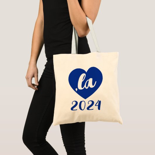 ,KAMALA hart 2024 blauwe script tekst Tote Bag (Voorkant (product))
