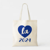 ,KAMALA hart 2024 blauwe script tekst Tote Bag (Achterkant)