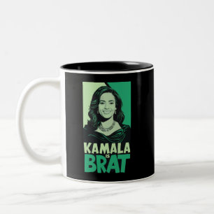 Kamala is Brat Grappig Sarcastisch Tweekleurige Koffiemok