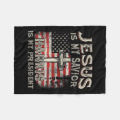 Kamala Jesus is My Savior Harris is My President Fleece Deken (Voorkant (Horizontaal))