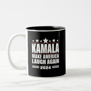 Kamala Make America Lach weer Amerikaanse vlag 202 Tweekleurige Koffiemok
