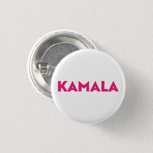 Kamala Modern Bold Typografie Hot Pink and White Ronde Button 3,2 Cm