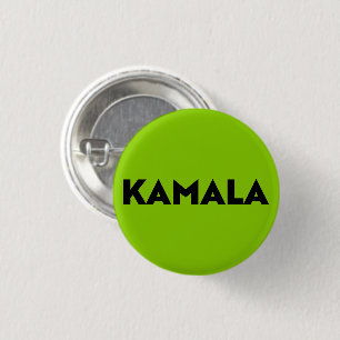 Kamala Modern Bold Typography Zwart Groen Brat Ronde Button 3,2 Cm