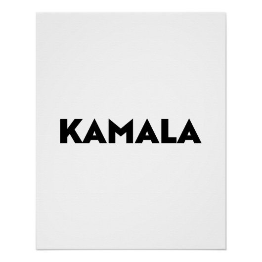 Kamala moderne typografie minimalistisch zwart wit perfect poster (Voorkant)