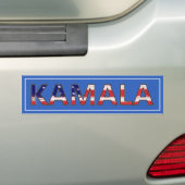 Kamala op blauw met vlag Bumpersticker (Op auto)