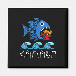 Kamala over Trump Blue Wave Big Fish eet kleine vi Magneet