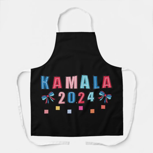 Kamala pour 2024. Couleur noire. Tablier imprimé s (Recto)