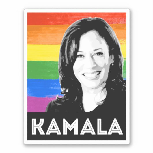 KAMALA PRIDE VLAG STICKER (Voorkant)