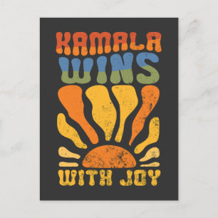Kamala wint met Joy Retro Boho Harris Walz Briefkaart