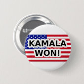 KAMALA WON! RONDE BUTTON 5,7 CM (Voorkant /achterkant)
