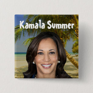 Kamala zomer 2024 vierkante button 5,1 cm