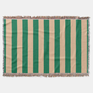 Kameel Beige & Klassieke Groen Streep Deken