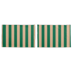 Kameel Beige & Klassieke Groen Streep Kussensloop