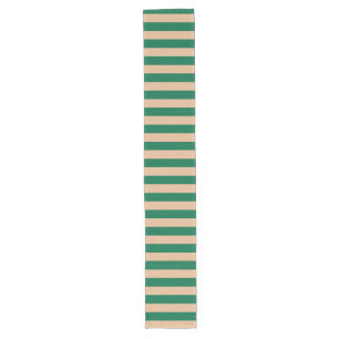 Kameel Beige & Klassieke Groene Streep Lange Tafelloper