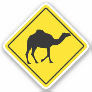 Kameel Crossing Geel teken Midden-Oosten Grappige Sticker